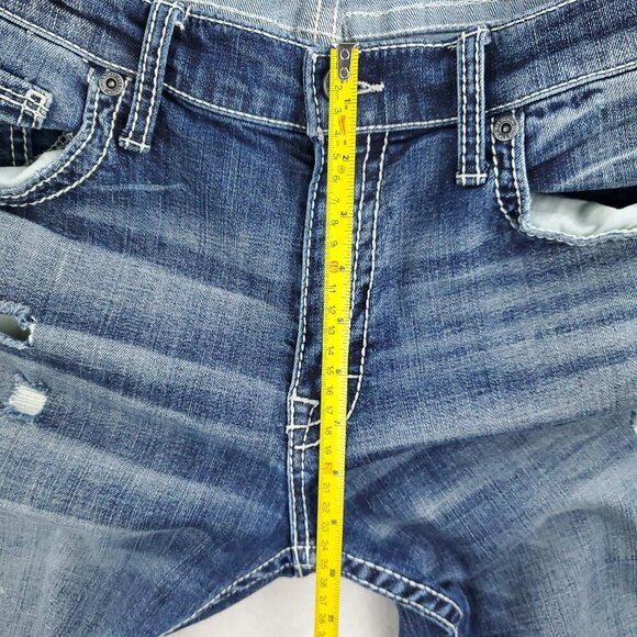 BKE Buckle Mason Jeans Distressed Denim Stretch Taper "34x34" Actual 36x35 - Picture 6 of 10